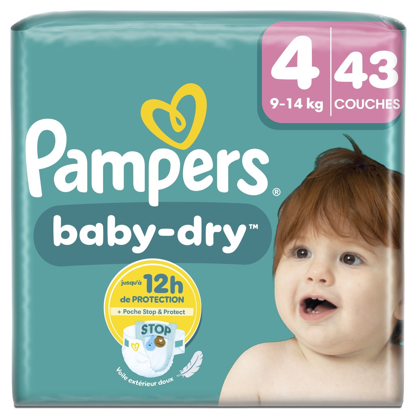 COUCHES PAMPERS BABY DRY TAILLE 4 DE 43 PIECES