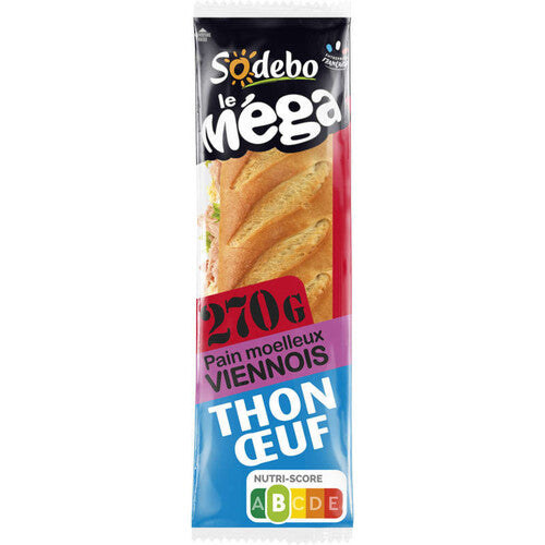 Sandwich Baguette Mega Viennois Sodebo Thon Oeuf - 270g